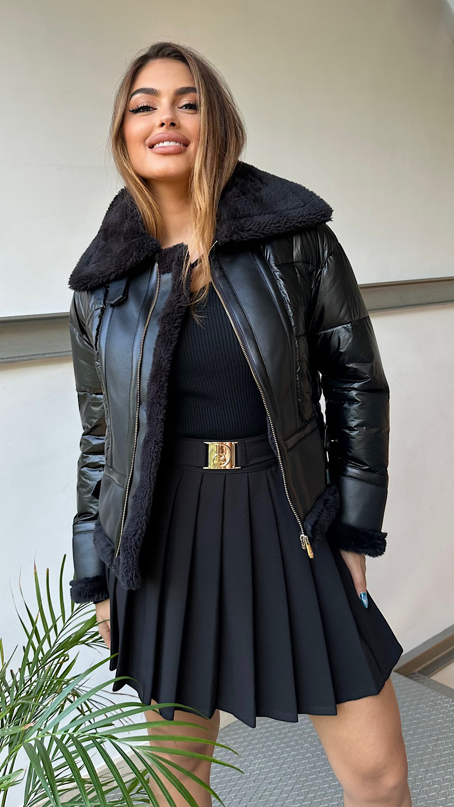 Chaqueta Negra Combinada