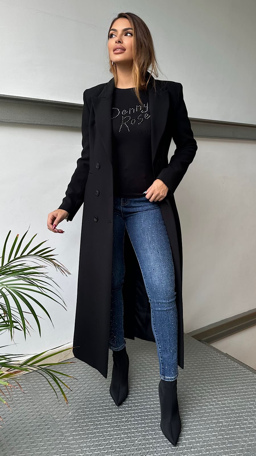 Abrigo Largo Negro Luxury