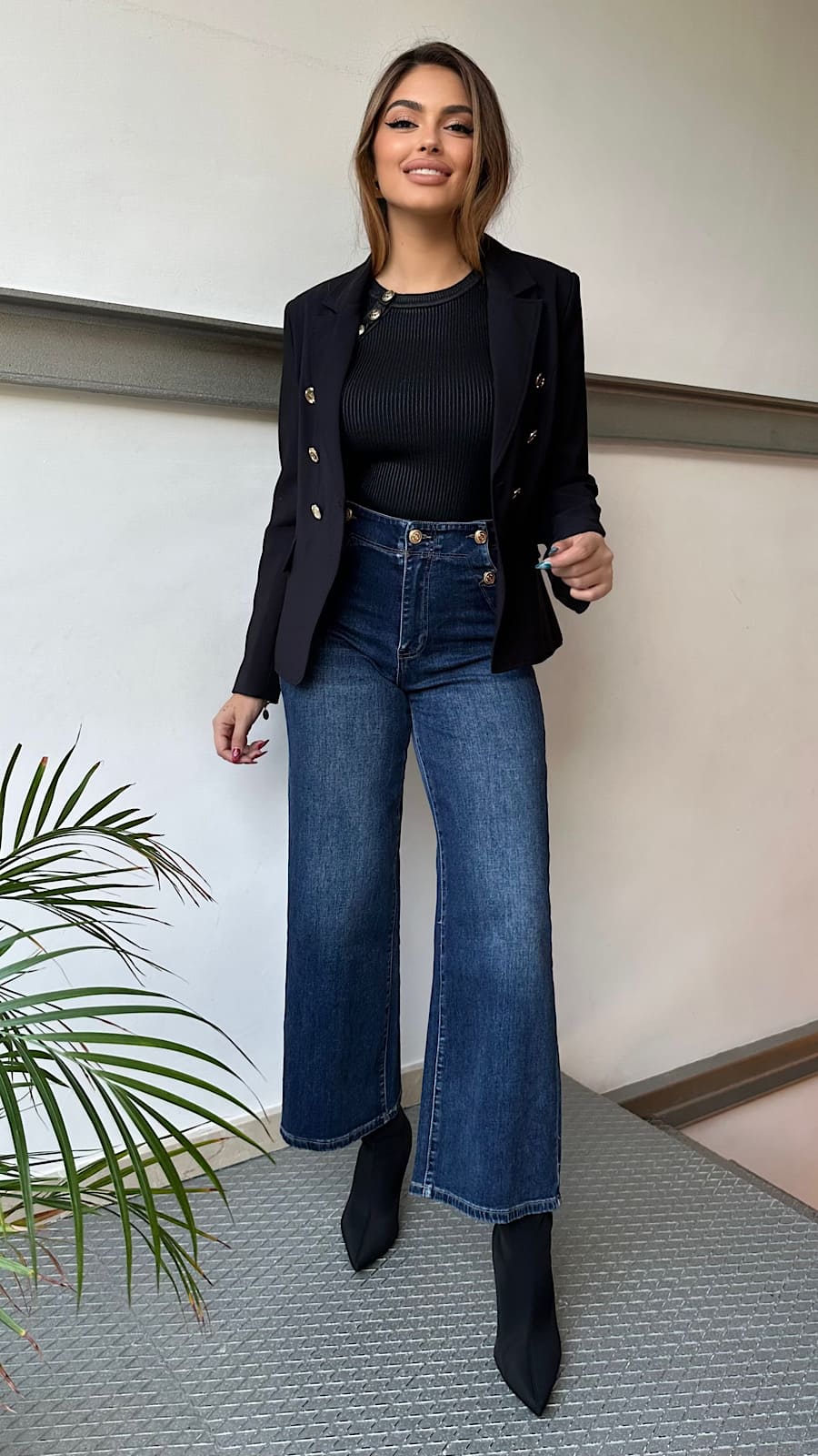 Jeans Rectos Botones Dorados - Imagen 4