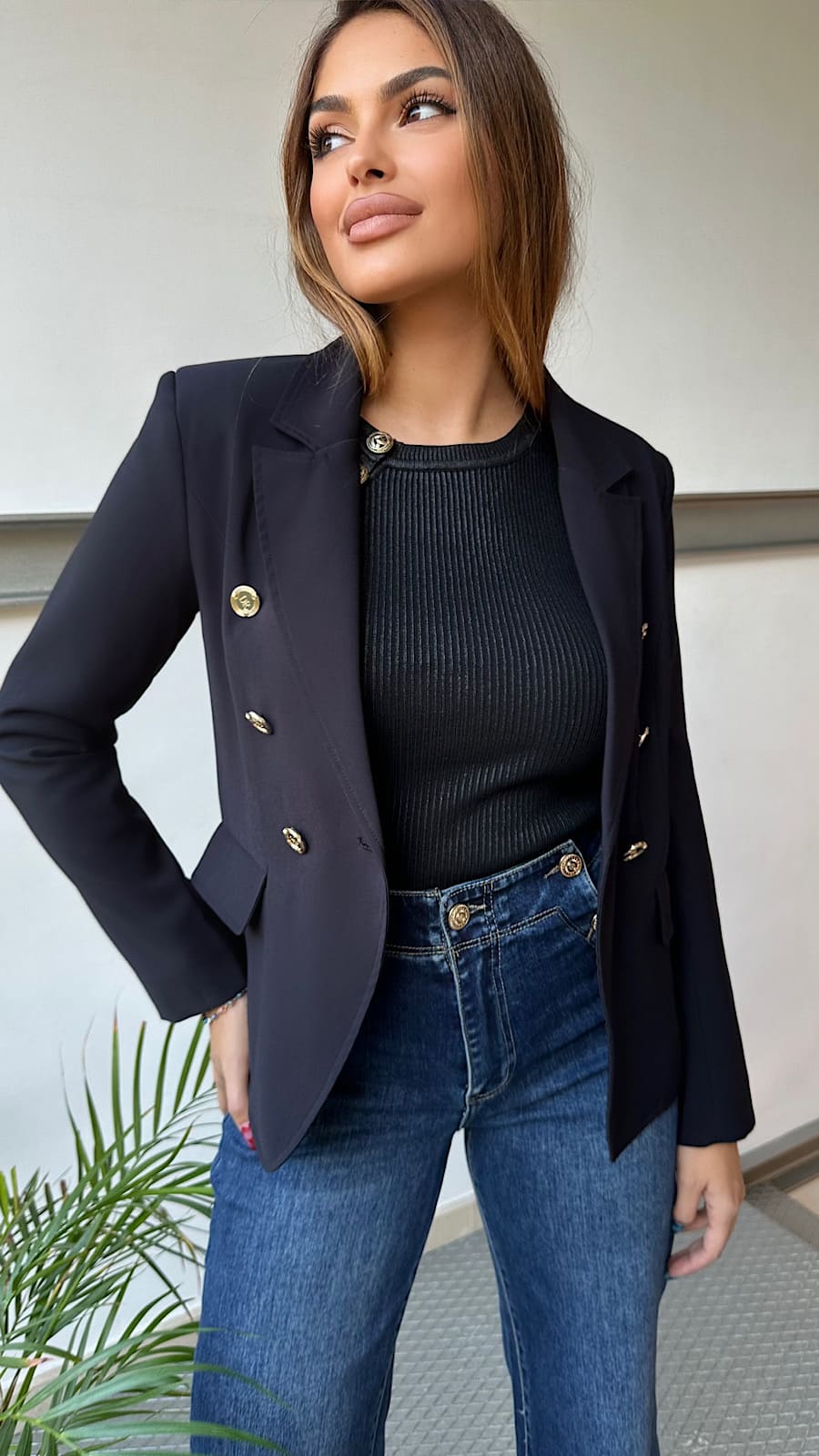 Jeans Rectos Botones Dorados - Imagen 8