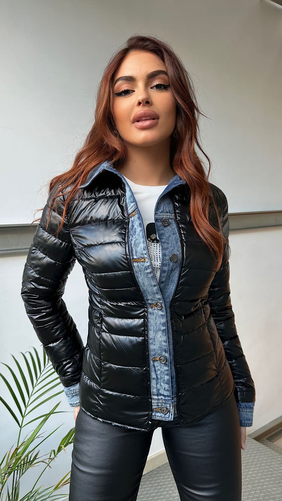 Chaqueta Acolchada Negra y Denim Brooklyn