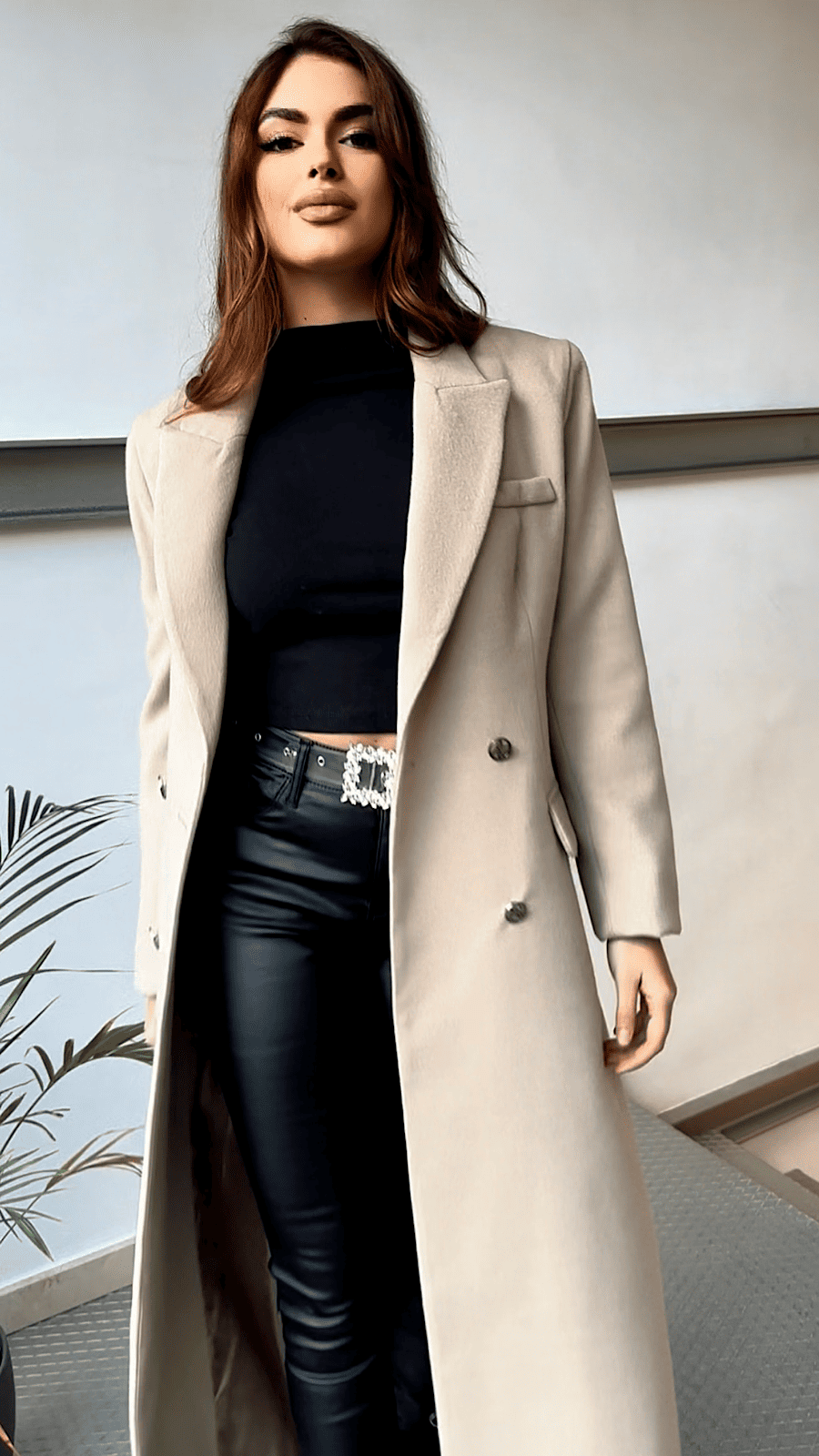 Alternative view of Abrigo Corte Sastre Beige Brooklyn