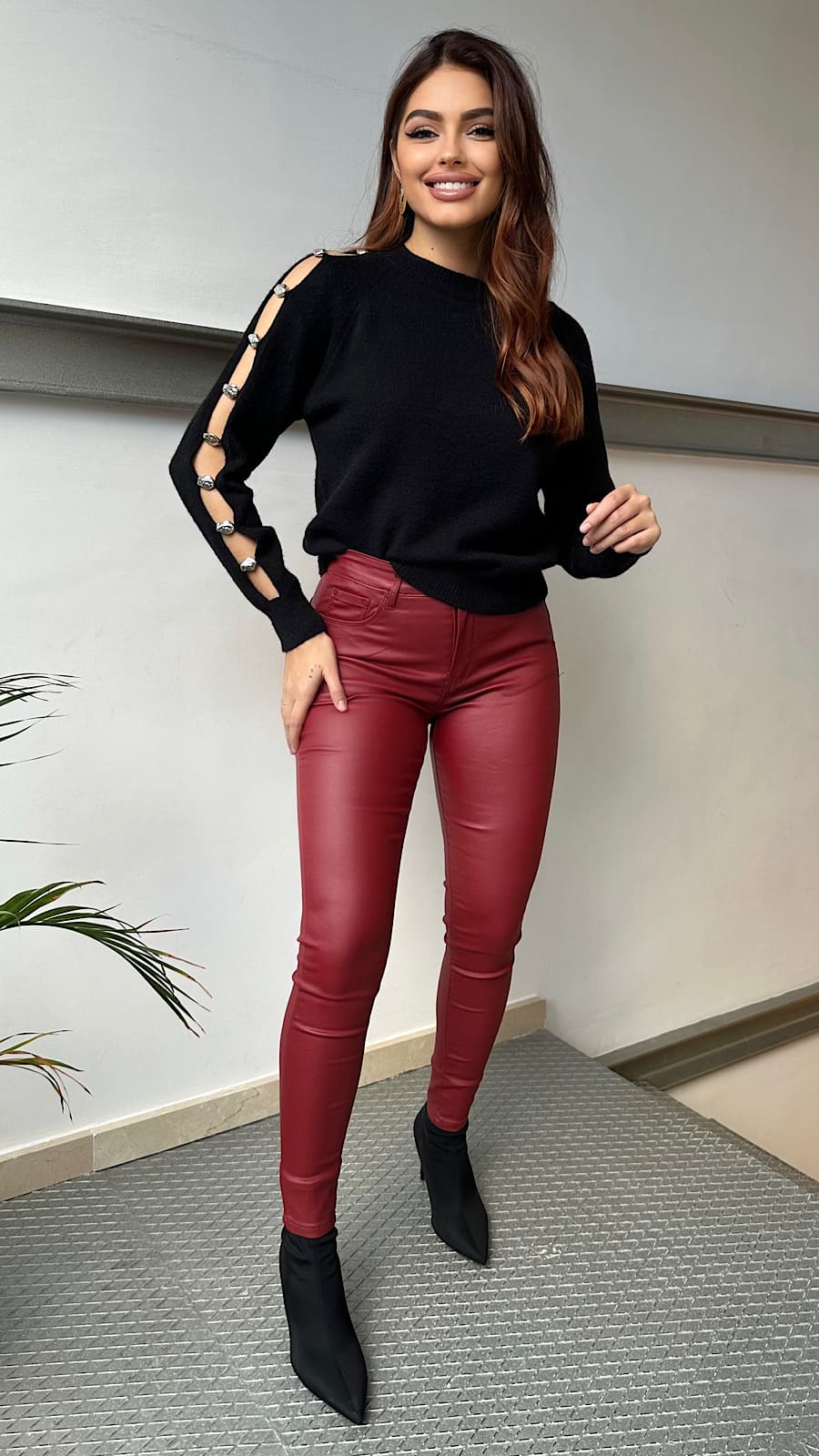 Pantalón Rojo Encerado Push up Premium