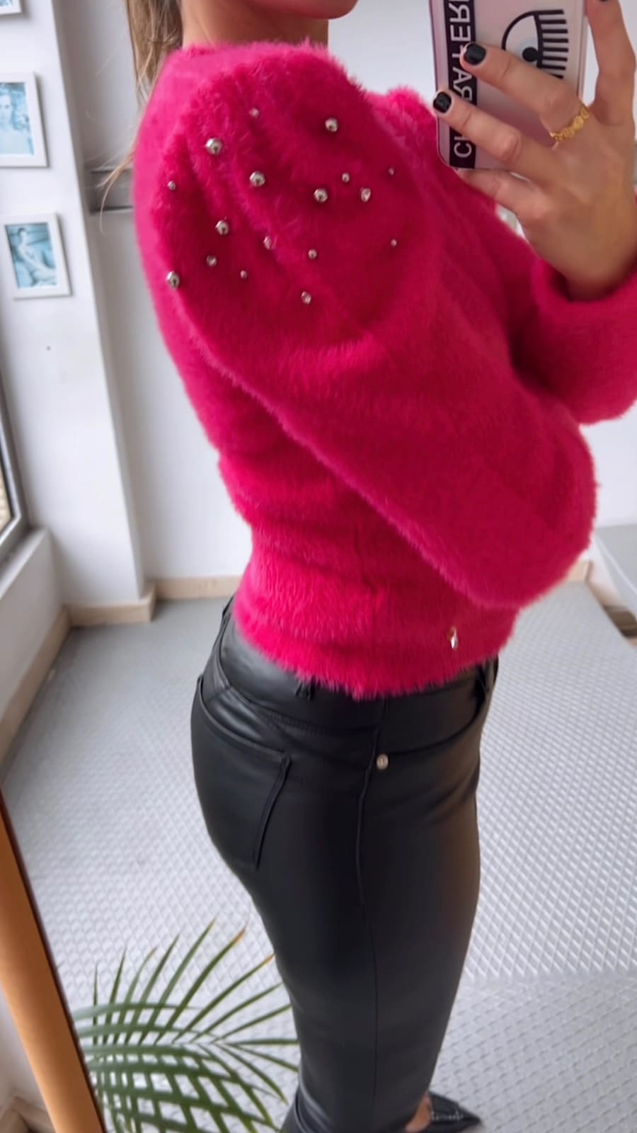 Sueter Rosa Detalle Joya Hombro - Imagen 3