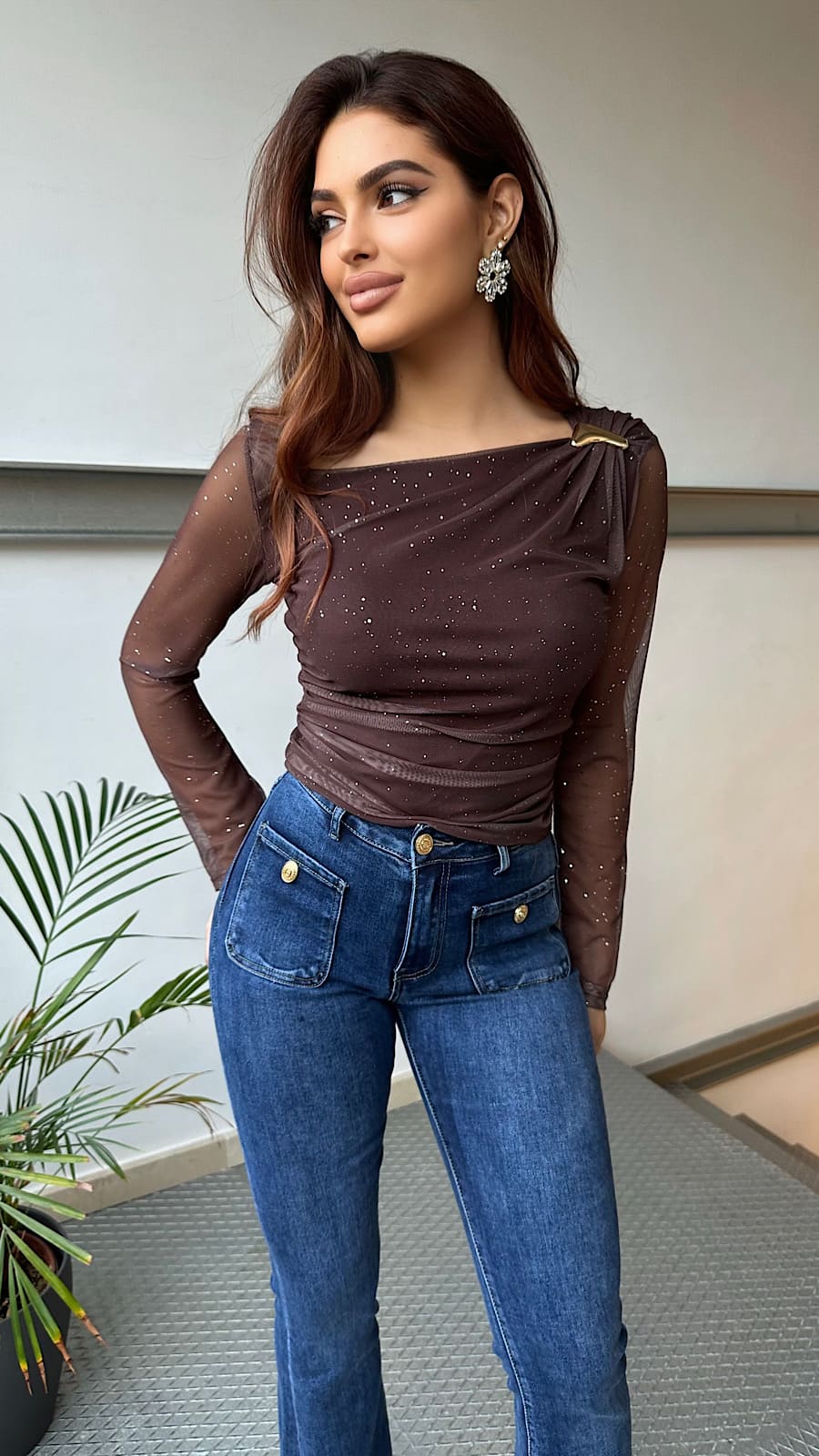 Jeans Flare Botones Dorados - Imagen 2