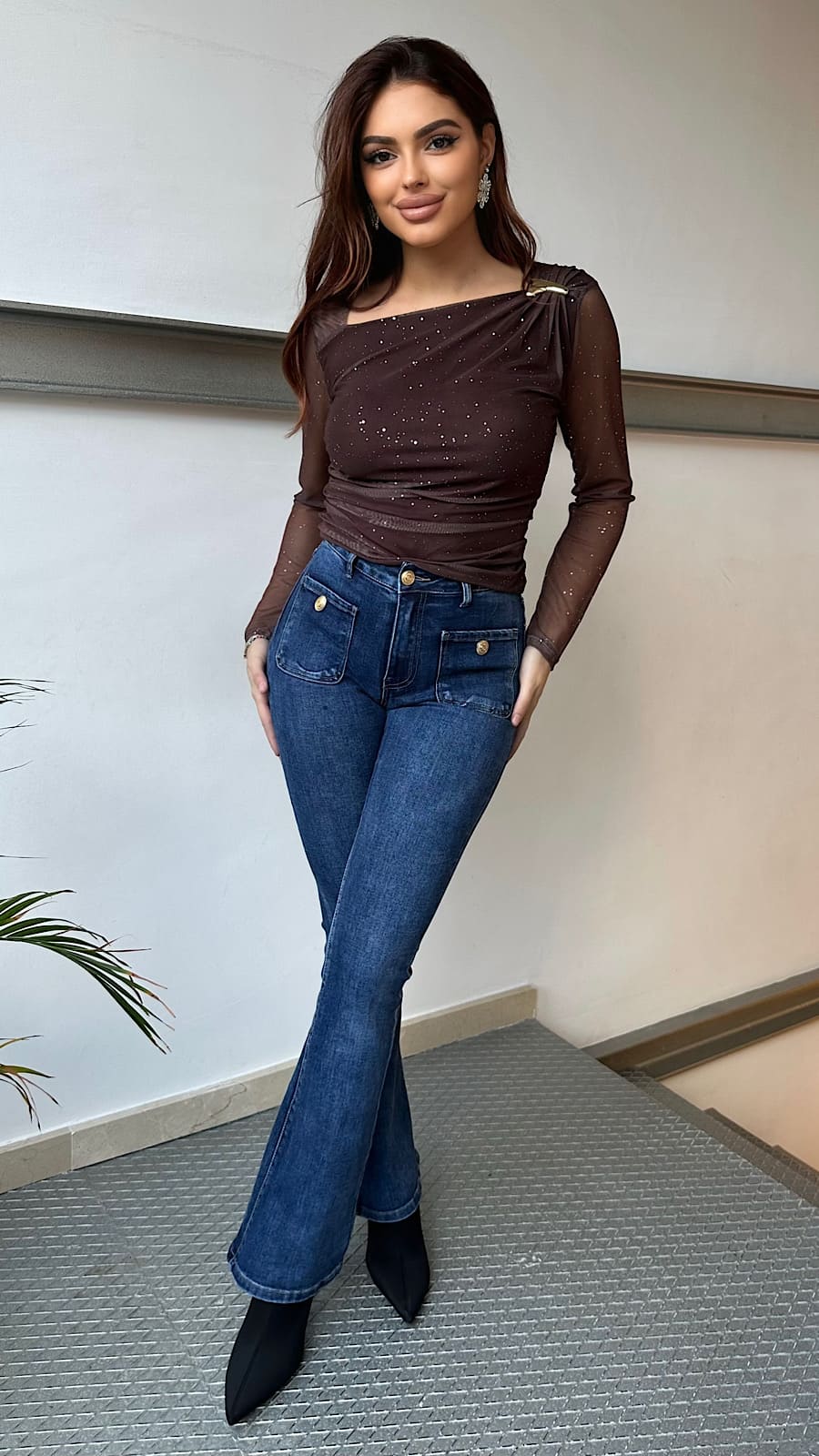 Jeans Flare Botones Dorados - Imagen 3