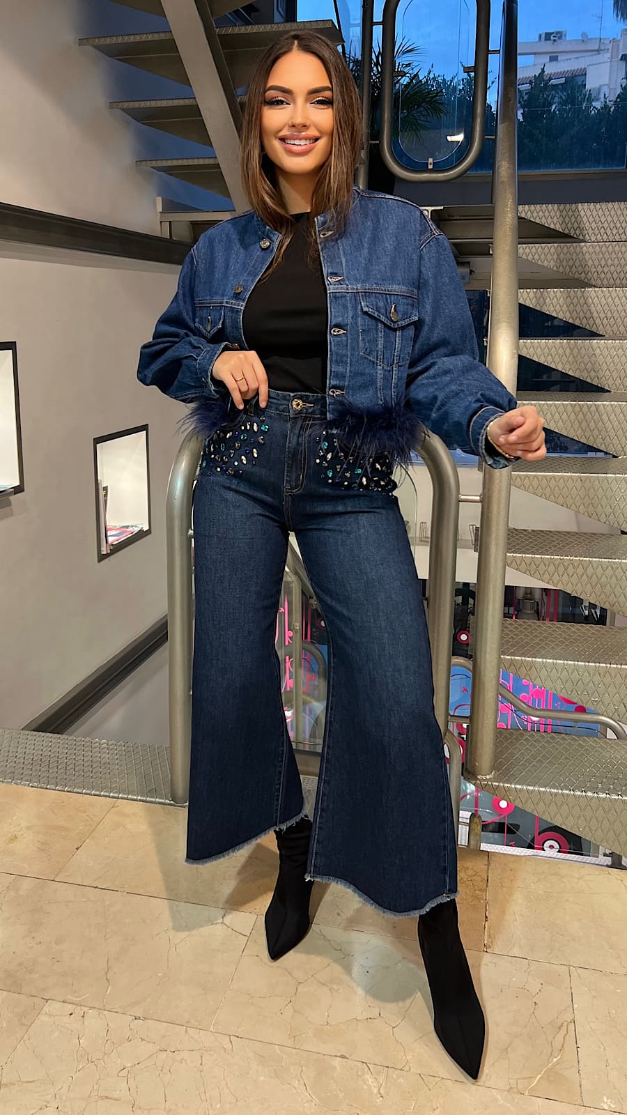 Chaqueta Denim Plumas