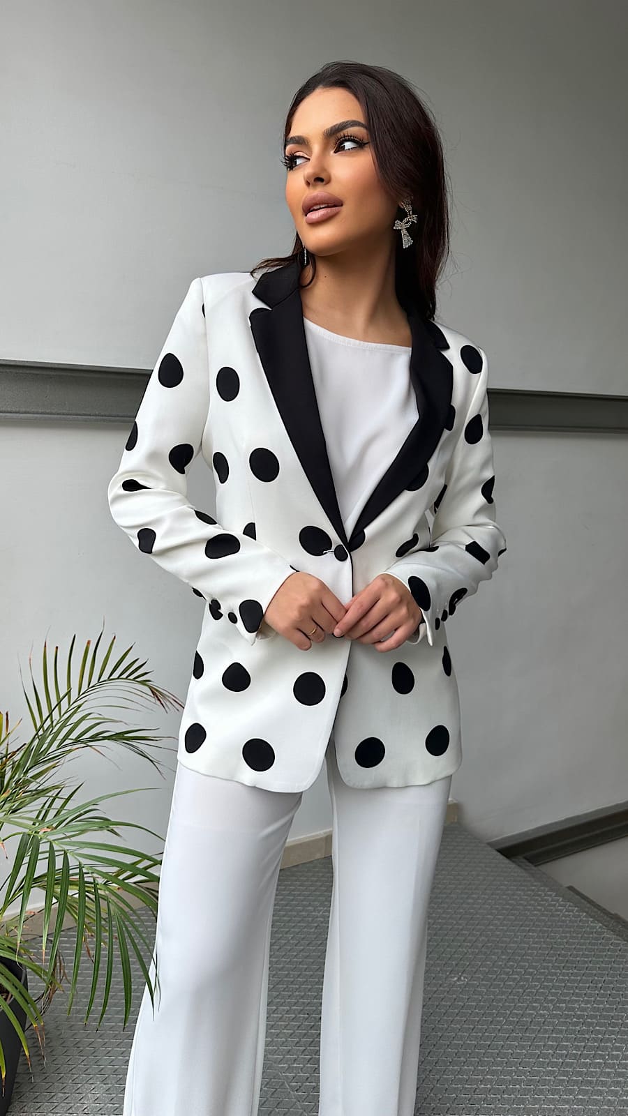 Blazer Giulia Blanca Topos Negros denny