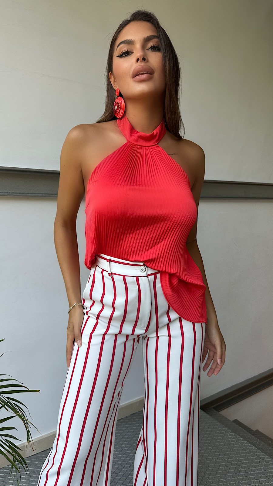 Top Coral Escote Halter (Se Vende En Conjunto)